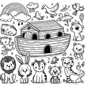 Estudo Bíblico para Crianças Arca de Noé para Colorir 6